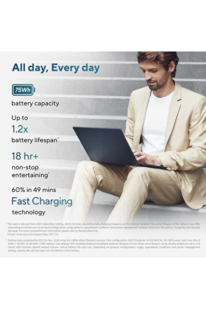 ASUS Zenbook 14 (2025) Ultrabook – 2nd Series Intel Core Ultra 9-285H 14" 3K 1TB SSD 32GB RAM