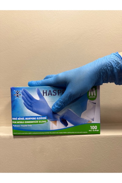 Has-Pet Rehax Medical Nitrile Blue Powder Free Medium Examination Gloves
