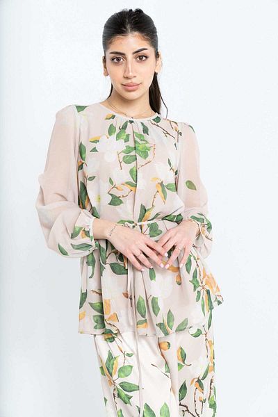 Nichii Long-Sleeve Floral Printed Blouse