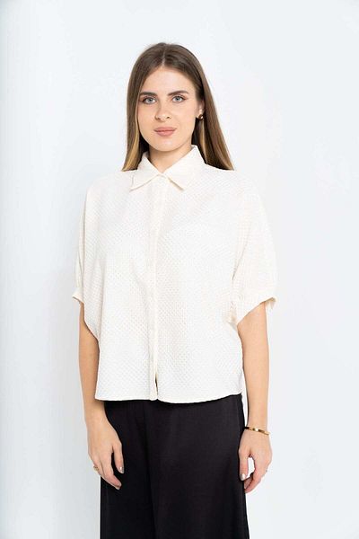 Nichii Women's Polka Dot 3/4 Sleeve Shirt with Front Buttons