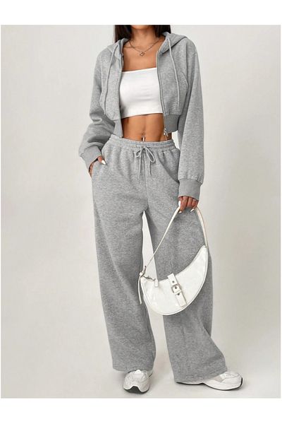 CANDERO Women's Gray Baggy Battal Plus Size Sportswear Quality Loose Fit Stretchy Comfortable Fabric Sweatpants Yus