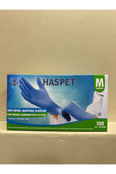 Has-Pet Rehax Medical Nitrile Blue Powder Free Medium Examination Gloves