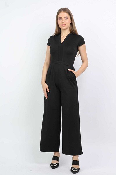 Nichii Women's Plain 7-Short Sleeve Loose Long Pants Jumpsuit