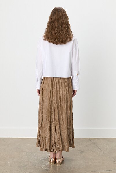 Nihan Beli Lastikli Crash Etek Açık Kahve