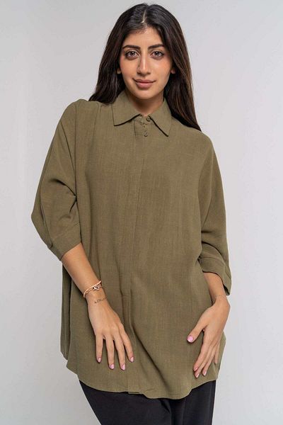 Nichii Women's Solid 3/4 Sleeve Shirt