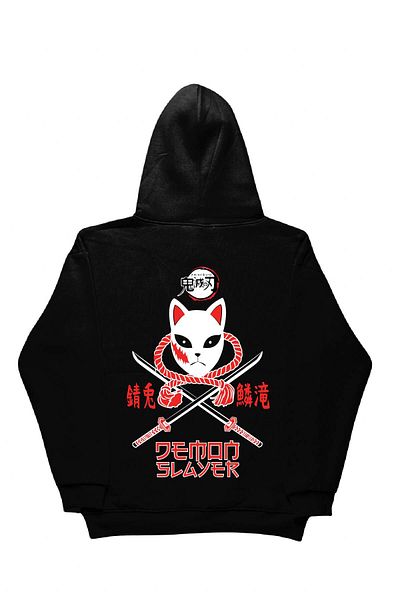 By Caspita Fashion Lenithra Demon Slayer Anime Back Printed Unisex Oversize Black Hoodie
