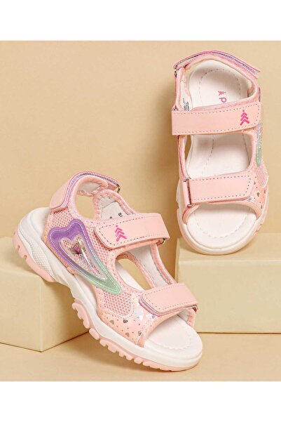 Pine kids صندل باين للأطفال مع إغلاق فيلكرو وتطريز - وردي