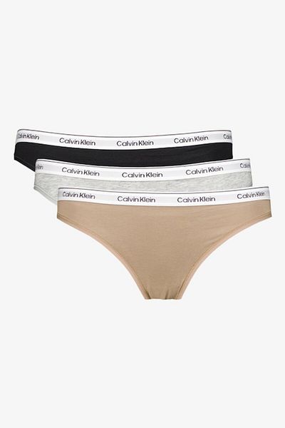 Calvin Klein , Set de chiloti tanga cu logo - 3 perechi, Negru, Gri melange, Maro nisip, XS