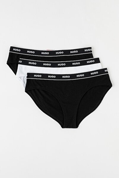 HUGO , Set of Panties with Logo Band - 3 Pairs, White, Black, XL