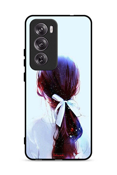 Tolwak غطاء حماية Oppo Reno12 Pro 5G بتصميم ربطة شعر مع رباط شعر وفن فتاة