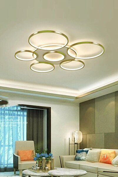 ABAJUR EVİM Jüpiter Modern ( ( 75 Cm ) ) Beyaz Ledli Plofonyer Ledli Avize