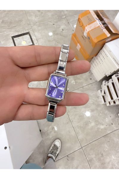 LOOQ Nomination Cord Rectangle Dial Women's Wristwatch with Stone Details