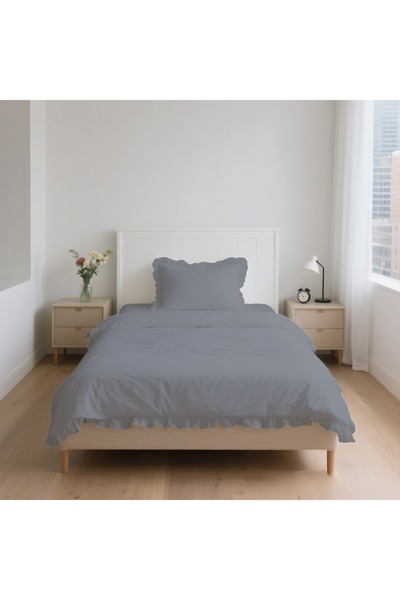 kesenegore 3 Piece Elastic Sheet Ranforce Fabric Ruffled Single Duvet Cover Set