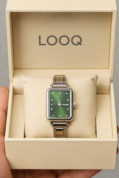 LOOQ Nomination Cord Rectangle Dial Women's Wristwatch with Stone Details