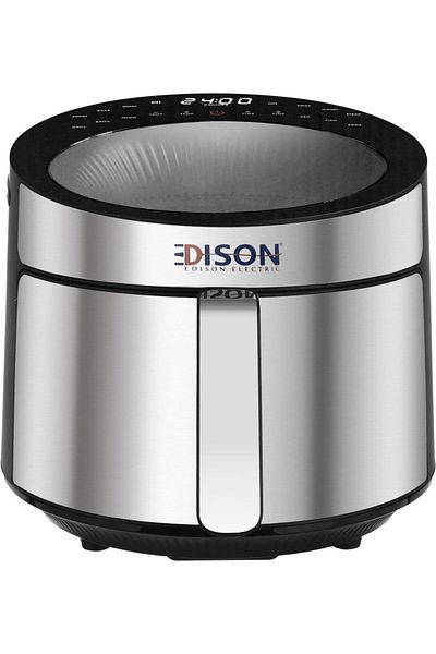 Edison مقلاة هوائية كهربائية من إديسون، 1500 واط، 5 لتر، AF-YE5523-A - أسود فضي