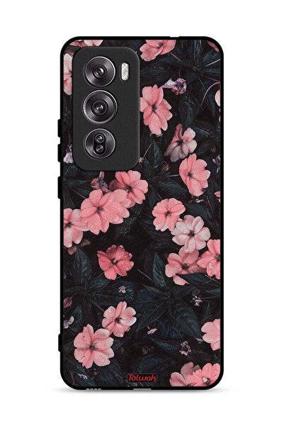 Tolwak غطاء حماية لهاتف Oppo Reno12 Pro 5G بلون الخوخ والورود الصغيرة