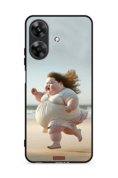 Tolwak غطاء حماية لهاتف Realme Note 60 4G، صورة فتاة سمينة تجري