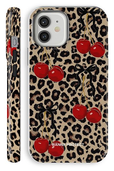 WANNA PROTECT حافظة هاتف iPhone 11 بطبقة مزدوجة ممتصة للصدمات، حافظة هاتف لامعة من نوع Leopard Cherry Glossy Superior PROTECT