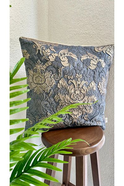 Decamor home غطاء وسادة لغرفة المعيشة باللون الأزرق النيلي الذهبي 1 قطعة