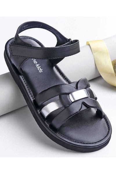 Pine kids Pine Kids Velcro Closure Sandals with Multi-Strap Design - Black