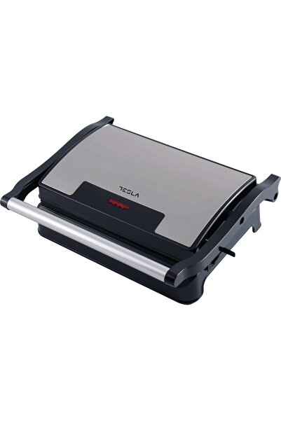 TESLA Sandvișmaker, grătar electric GR100BX, 700 W, plăci de grătar antiaderente 23x14,5 cm, cromat