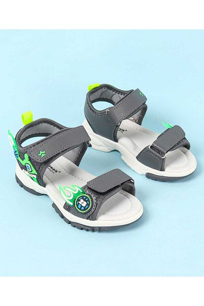 Cute Walk by Babyhug Cute Walk by Babyhug Velcro Closure Sandals with Basketball Design - Grey