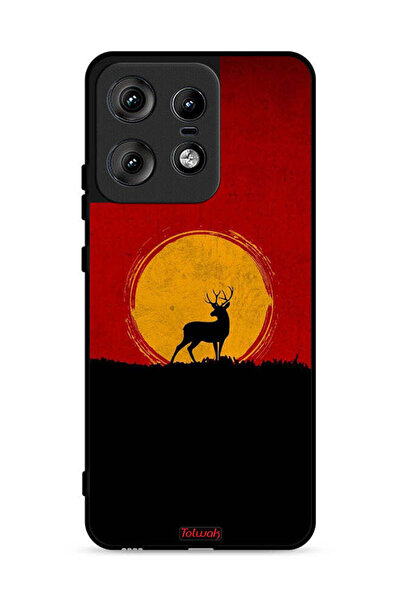 Tolwak Motorola Edge 50 Pro 5G Protective Case Cover Deer And Moon Artwork