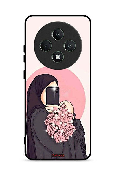 Tolwak جراب حماية Oppo Reno12 F 5G مع فن التقاط صور سيلفي أثناء حمل الزهور