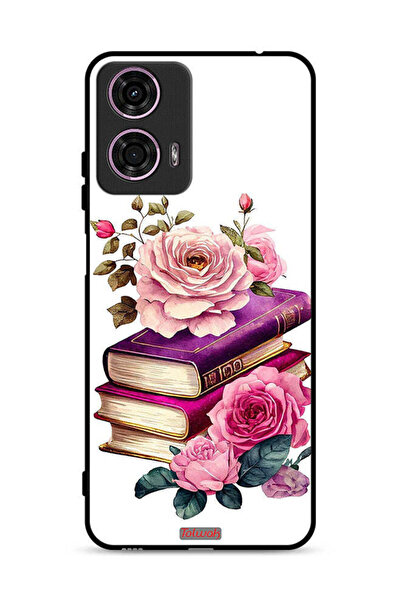 Tolwak Motorola Moto G24 4G Protective Case Cover Roses And Books