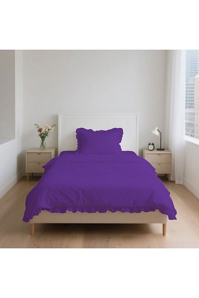 kesenegore 3 Piece Elastic Sheet Ranforce Fabric Ruffled Single Duvet Cover Set