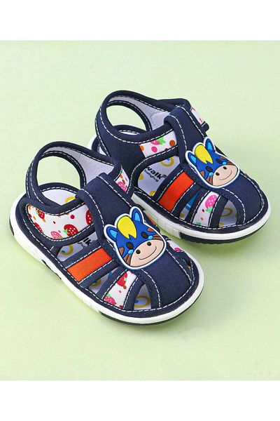 Cute Walk by Babyhug Cute Walk by Babyhug Velcro Closure Sandals with 3D Applique - Navy Blue