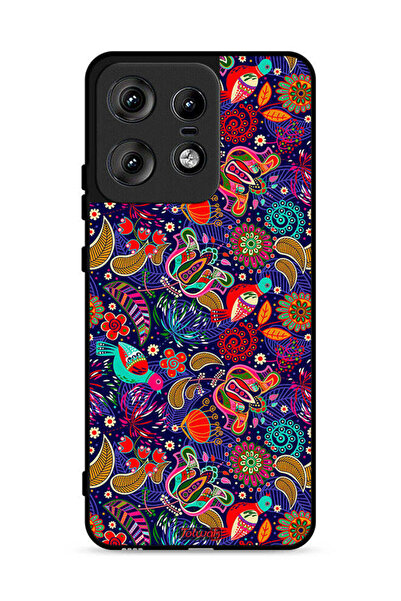 Tolwak غطاء حماية لهاتف موتورولا إيدج 50 برو 5G بنقشة أوراق طيور وزهور ملونة