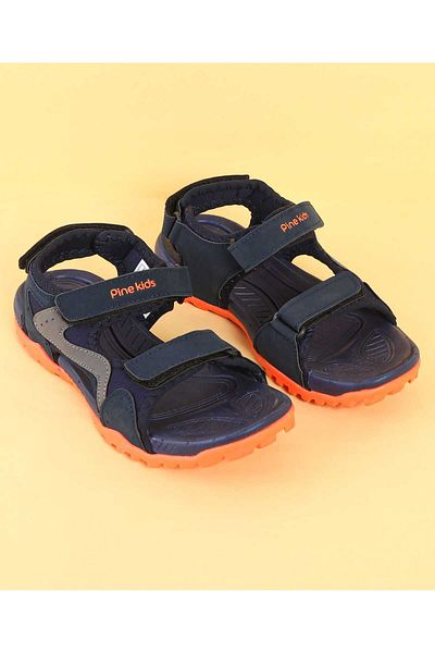Pine kids Pine Kids Velcro Closure Sandals - Blue & Orange