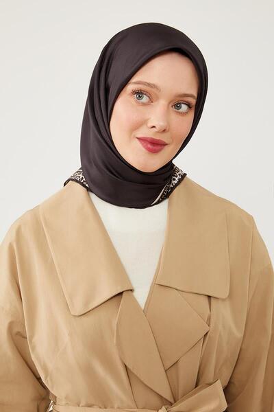 Levidor Siyah Leopar Desen Twill Digital Eşarp
