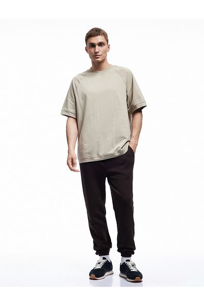 Koton Tricou cu mânecă scurtă din bumbac, cu cusături, cu croiala normală
