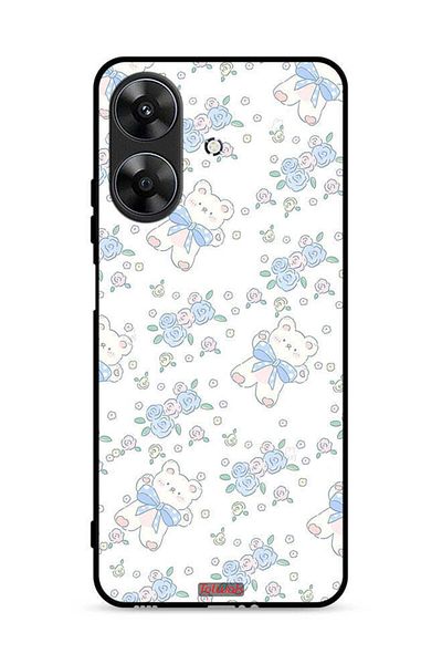 Tolwak Realme Note 60 4G Protective Case Cover Cute Teddy Bear And Flowers Icon