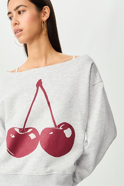 Stradivarius Cherry print sweatshirt