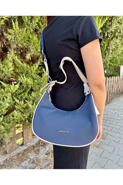 Just Polo Women's Navy Blue Stone New Season Waterproof Hand & Shoulder and Crossbody Bag Shopper