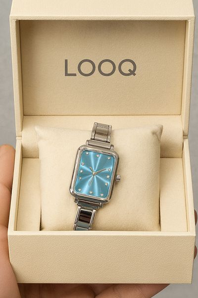 LOOQ Nomination Cord Rectangle Dial Women's Wristwatch with Stone Details