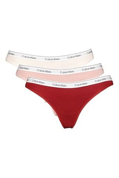 Calvin Klein , Set de chiloți tanga cu logo - 3 perechi, Roz somon, Roșu închis, Piersică, XS