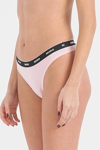 HUGO , Set of thong panties with logo - 3 pairs, Red, Pink, L
