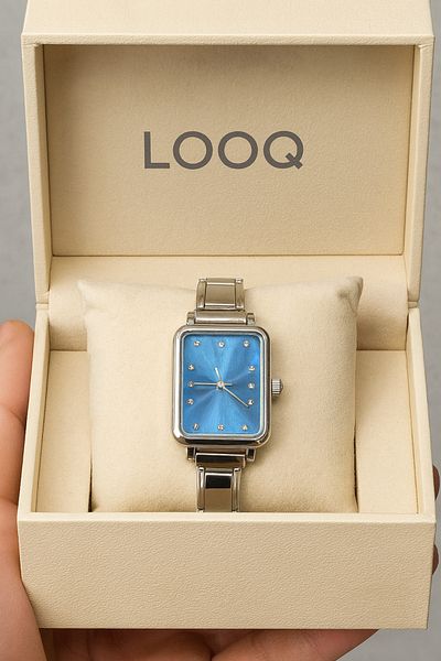LOOQ Nomination Cord Rectangle Dial Women's Wristwatch with Stone Details