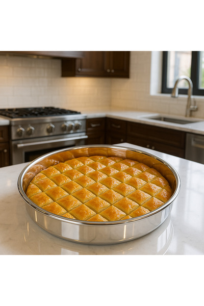 Davet Paslanmaz Çelik Fırın Tepsisi 23 cm - Paslanmaz Çelik Baklava Tepsisi -...