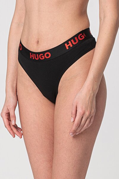 HUGO , Sporty thong with logo waistband, Black, XL