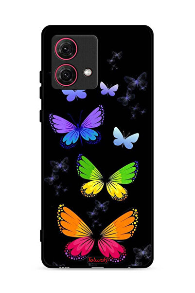 Tolwak غطاء حماية لهاتف موتورولا موتو جي 84 5 جي بنقشة فراشات ملونة