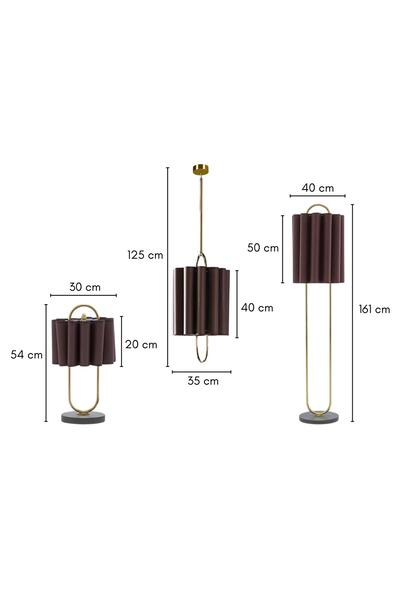 Bahar Aydınlatma Lustra Koleksiyonu 3'lü Aydınlatma Seti (1 Sarkıt, 1 Lambader, 1 Abajur)