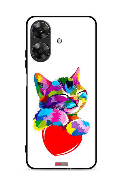 Tolwak غطاء حماية لهاتف Realme Note 60 4G بتصميم قطة ملونة