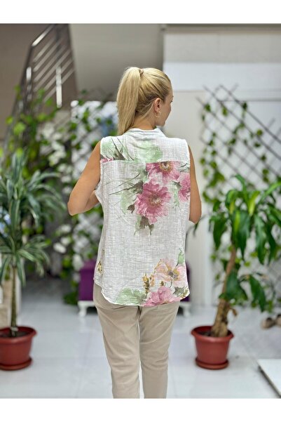 Punta Otantik LS8819A Αμάνικη βαμβακερή ιταλική μπλούζα με τσέπες σε λευκό χρώμα