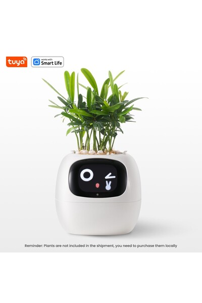 Choice4 White Tuya Ivy Smart Planter,Endless Fun Over 49 Rich Expressions,7 smart sensors,AI Chips Make Rais