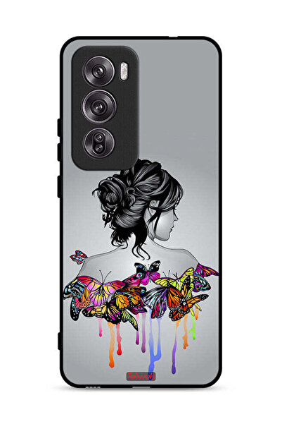 Tolwak غطاء حماية لهاتف Oppo Reno12 Pro 5G برسومات فراشات وفتاة فنية تجريدية